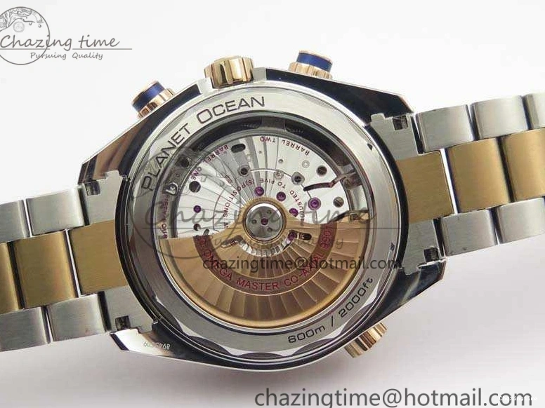 0101 Seamaster Pro Chrono SS RG OM Best Edition Blue Ceramic Blue Dial On SS RG Bracelet A Snug 8129